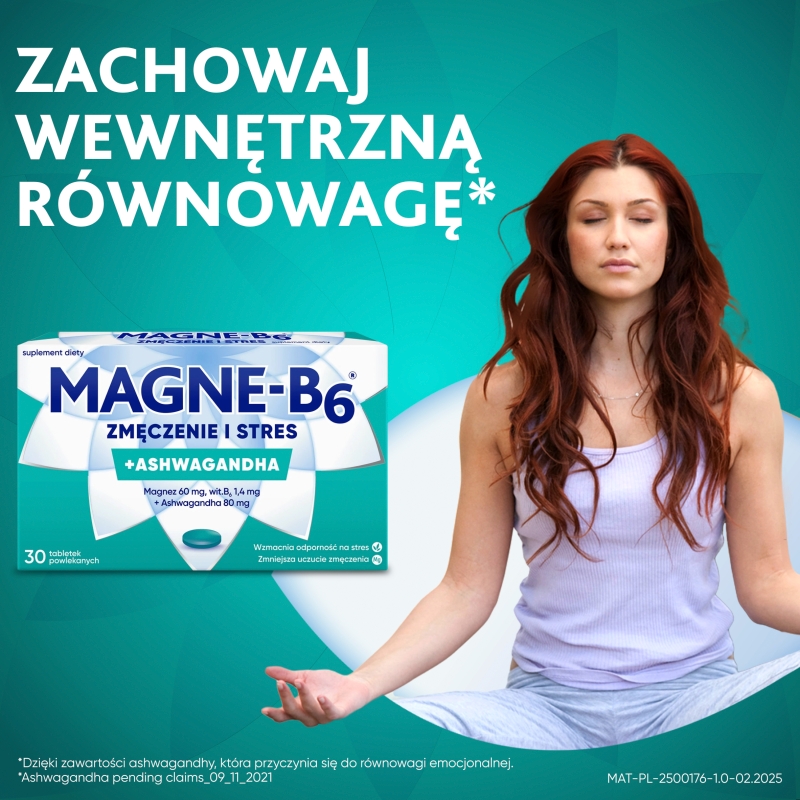 Magne-B6 Zmęczenie i Stres, tabletki ze składnikami wspierającymi dobre samopoczucie,  30 szt.