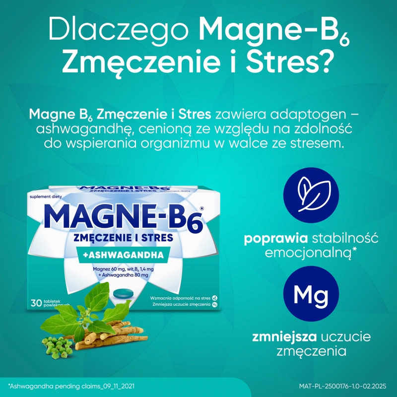 Magne-B6 Zmęczenie i Stres, tabletki ze składnikami wspierającymi dobre samopoczucie,  30 szt.