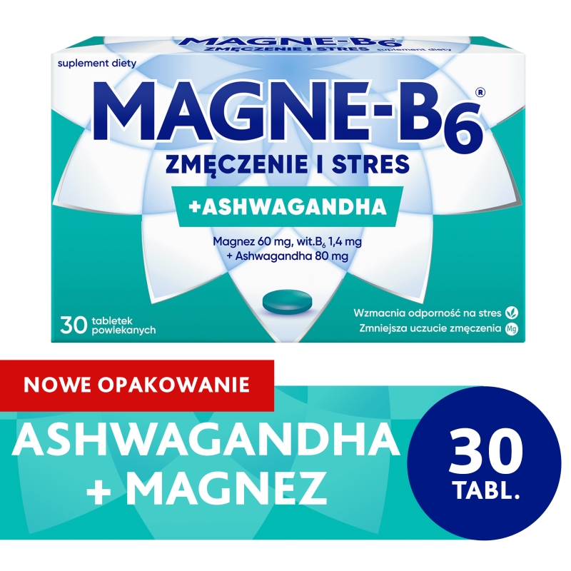 Magne-B6 Zmęczenie i Stres, tabletki ze składnikami wspierającymi dobre samopoczucie,  30 szt.