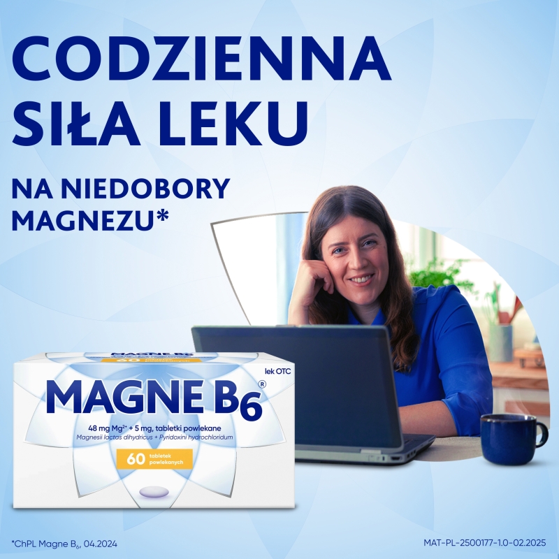 Magne B6 , tabletki na niedobory magnezu i witaminy B6, 60 szt.