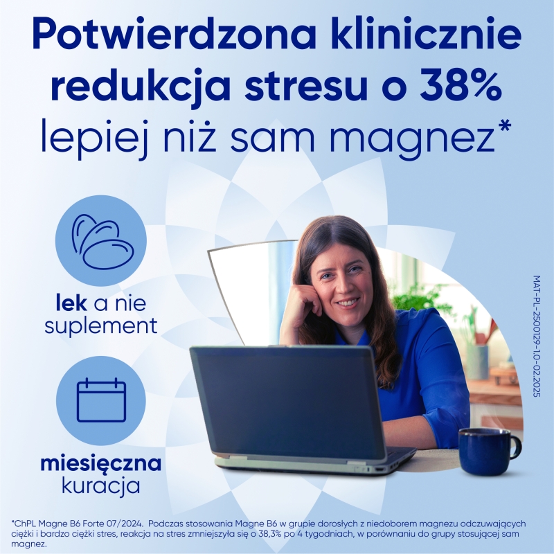 Magne B6 Forte, tabletki uzupełniające niedobory magnezu i witaminy B6 w organizmie, 100 szt.