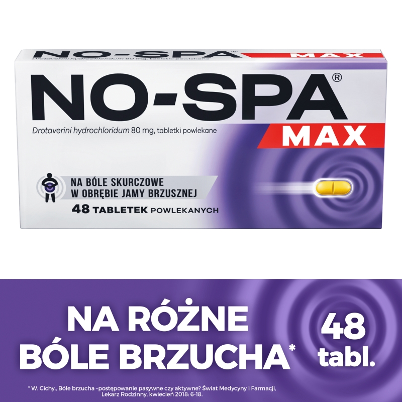 NO-SPA Max, tabletki rozkurczowe na ból brzucha, 48 szt.