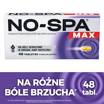 NO-SPA Max, tabletki rozkurczowe na ból brzucha, 48 szt.