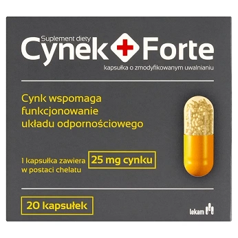 Cynek+Forte, kapsułki o przedłużonym uwalnianiu z cynkiem, 20 szt.