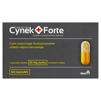 Cynek+Forte, kapsułki o przedłużonym uwalnianiu z cynkiem, 60 szt.