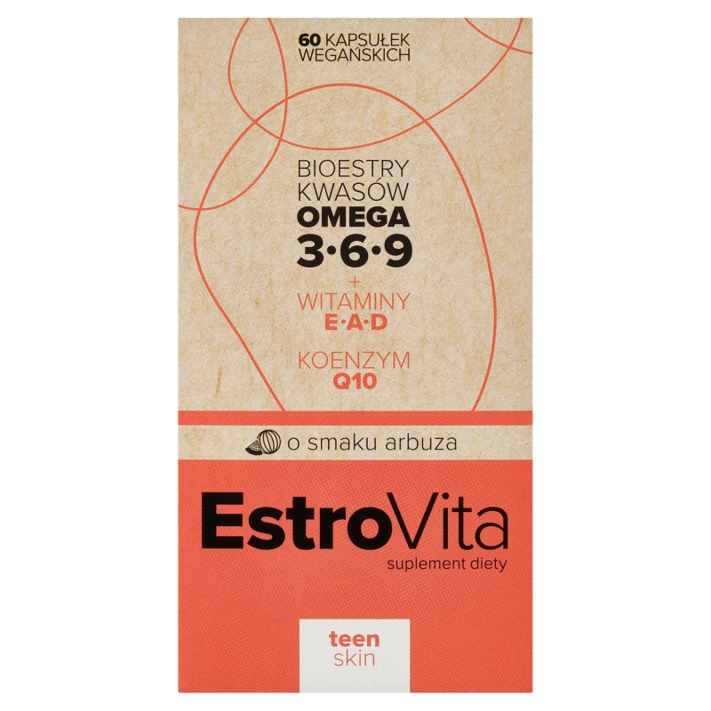 EstroVita Teen Skin Omega 3-6-9  o smaku arbuza, 60 kapsułek