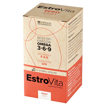 EstroVita Teen Skin Omega 3-6-9, o smaku arbuza, 60 kapsułek