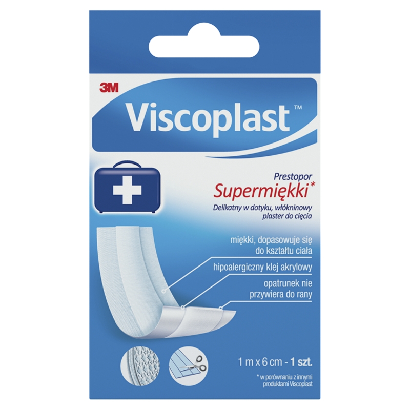 Plaster Prestopor, opatrunek na włókninie do cięcia miękki, 1 m x 6 cm, 1 szt.