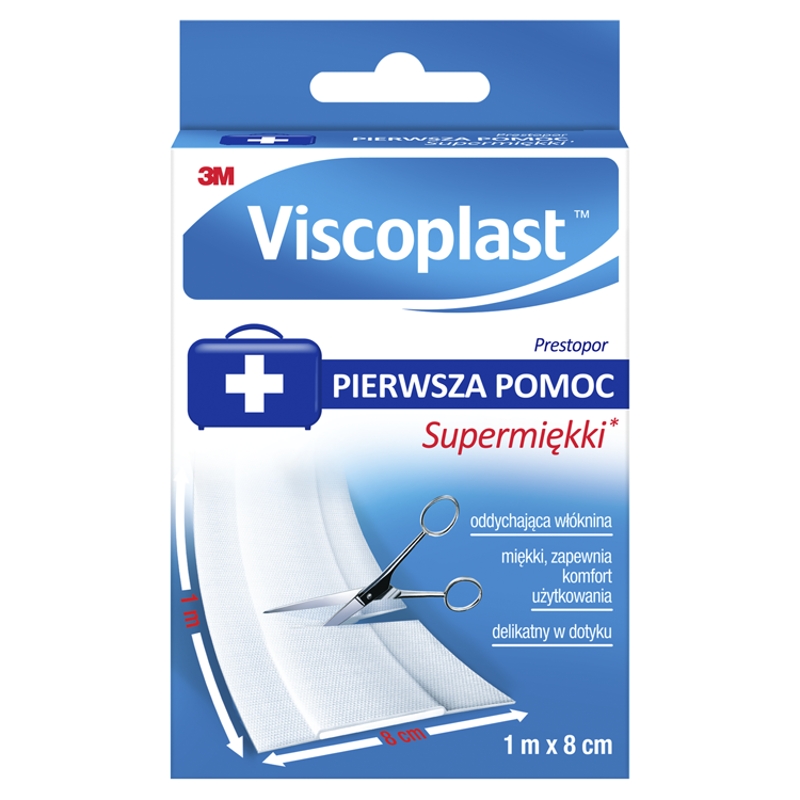 Plaster Prestopor, opatrunek na włókninie do cięcia miękki, 1 m x 8 cm, 1 szt.