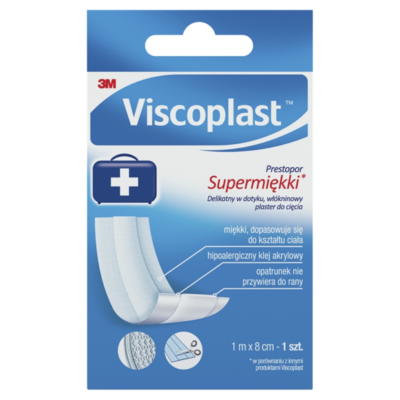 Plaster Prestopor, opatrunek na włókninie do cięcia miękki, 1 m x 8 cm, 1 szt.