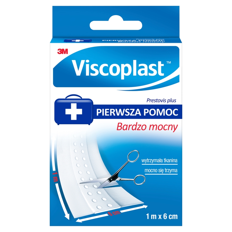Plaster Prestovis Plus, opatrunek na tkaninie do cięcia wytrzymały nie przywierający do rany, 1 m x 6 cm, 1 szt.