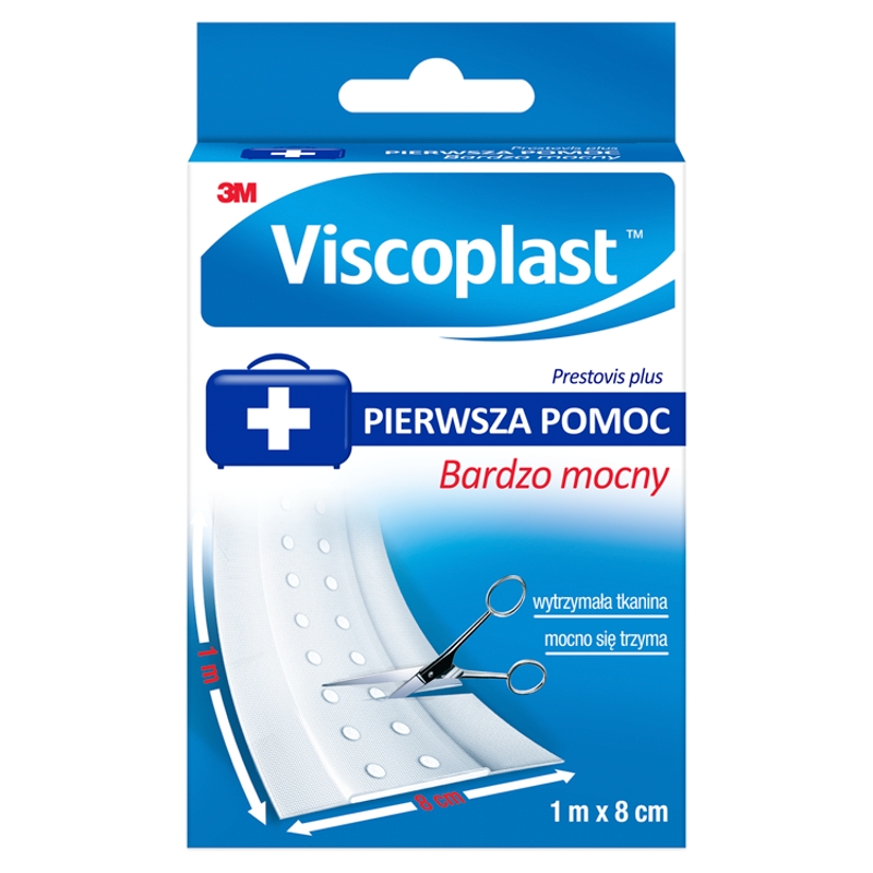 Plaster Prestovis Plus, opatrunek na tkaninie do cięcia wytrzymały nie przywierający do rany, 1 m x 8 cm, 1 szt.