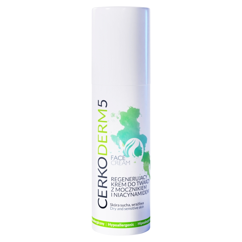 Cerkoderm 5 regenerujący krem do twarzy z mocznikiem i witaminą PP, 50 ml