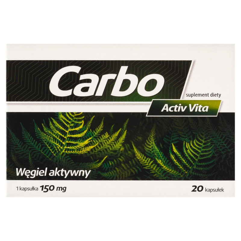 Carbo Activ Vita, kapsułki ze składnikami wspierającymi prawidłowe funkcjonowanie układu pokarmowego i jelit, 20 szt.