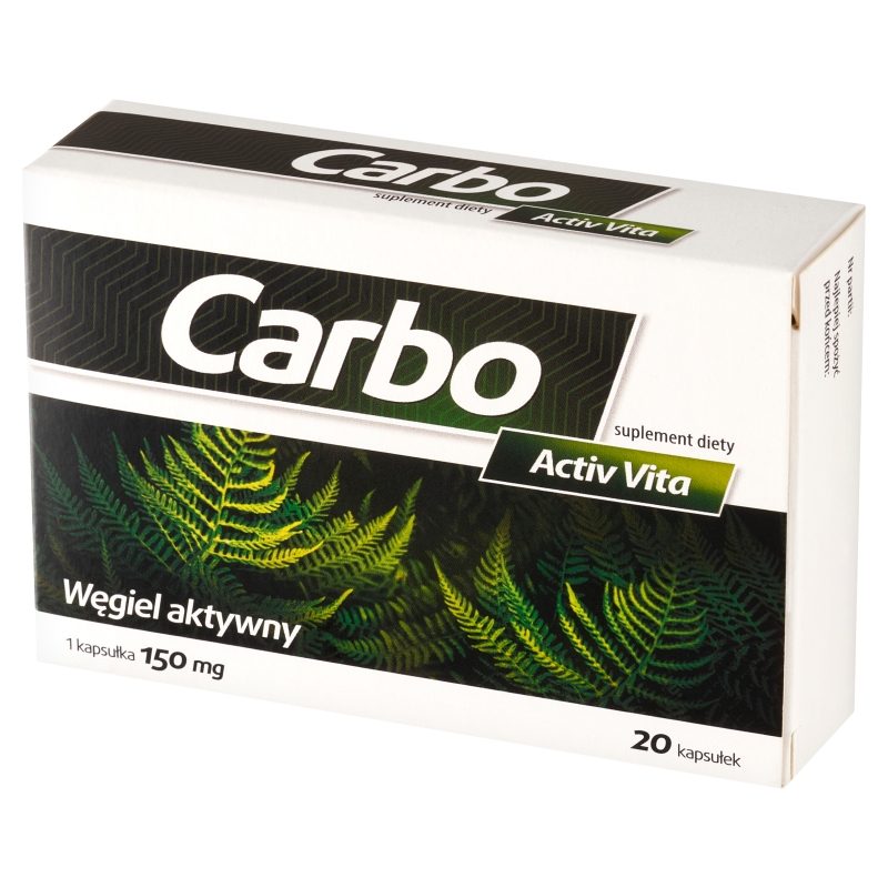 Carbo Activ Vita, kapsułki ze składnikami wspierającymi prawidłowe funkcjonowanie układu pokarmowego i jelit, 20 szt.