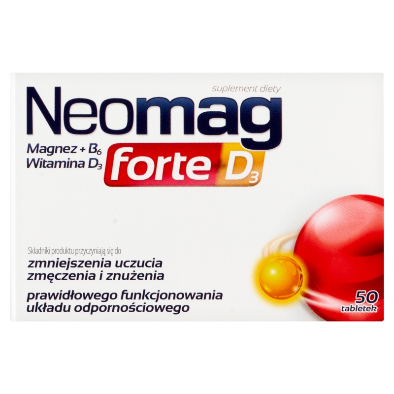 NeoMag forte D3, tabletki ze składnikami zmniejszającymi uczucie zmęczenia i znużenia, 50 szt.