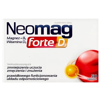 NeoMag forte D3, tabletki ze składnikami zmniejszającymi uczucie zmęczenia i znużenia, 50 szt.
