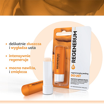 Regenerum Peeling regeneracyjny do ust, odżywiający, nawilżający i regenerujący sztyft, 5 g