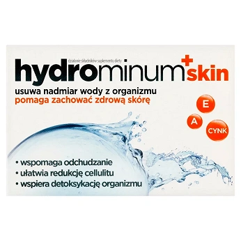 Hydrominum + skin, tabletki ze składnikami wspierającymi usunięcie nadmiaru wody z organizmu, 30 szt.