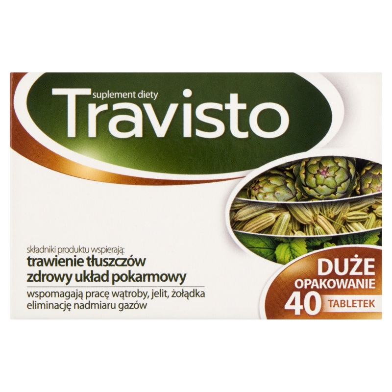 Travisto tabletki ze składnikami wspomagającymi trawienie, pracę wątroby, 30 + 10 szt. gratis