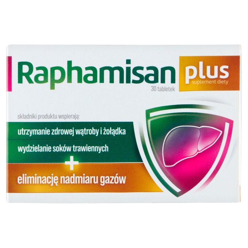 Raphamisan Plus, tabletki ze składnikami wspomagającymi trawienie, 30 szt.