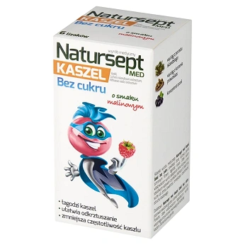 Natursept Med Kaszel, lizaki na ból gardła dla dzieci o smaku malinowym, 6 szt.