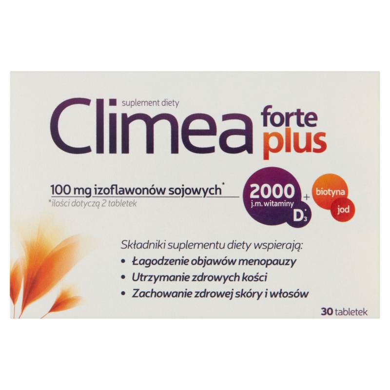 Climea Forte Plus tabletki ze składnikami łagodzącymi objawy menopauzy, 30 szt