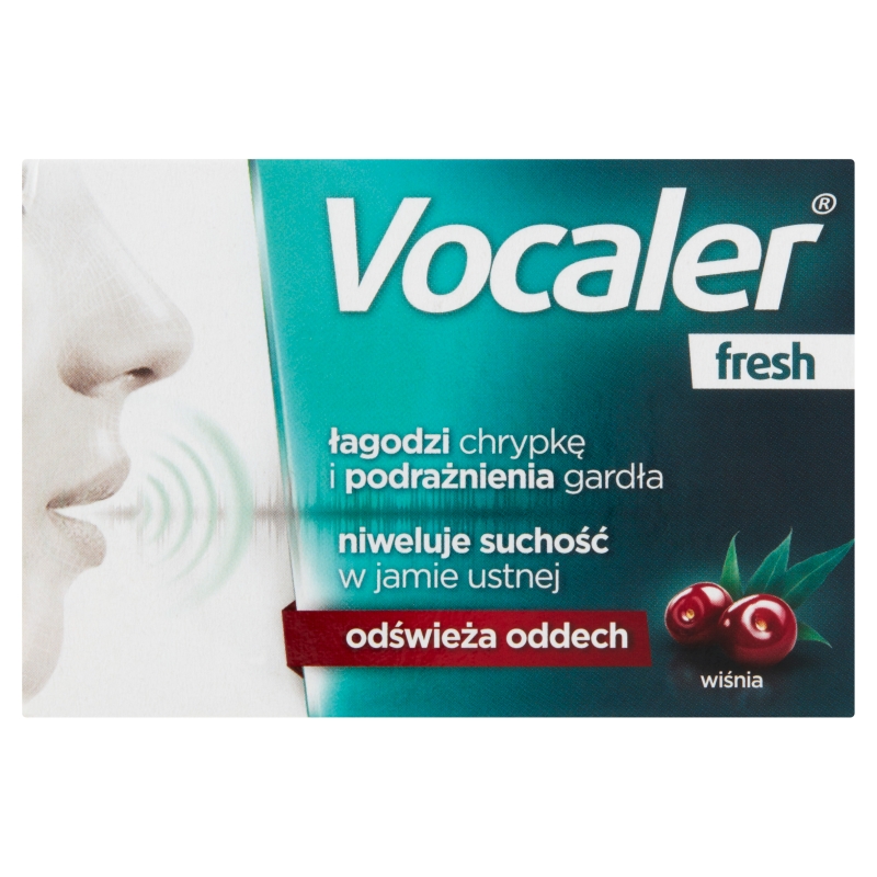 Vocaler Fresh , pastylki do ssania łagodzące chrypkę i podrażnienia gardła o smaku wiśniowym, 12 szt.