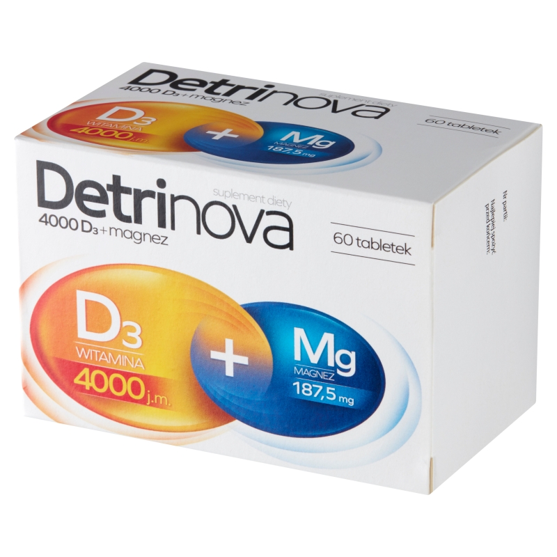 Detrinova 4000 D3 + Magnez, tabletki z witaminą D3 i magnezem, 60 szt.