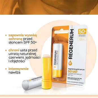 Regenerum Regeneracyjne Serum, Pomadka do ust z filtrem ochronnym SPF 50+, 5 g