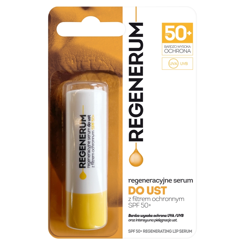 Regenerum Regeneracyjne Serum Pomadka do ust z filtrem ochronnym SPF 50+, 5 g