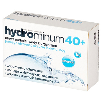 Hydrominum 40+, tabletki ze składnikami wspierającymi naturalne usuwanie toksyn z organizmu, 30 szt.