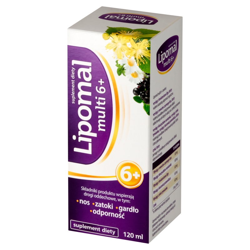 Lipomal Multi 6+, syrop ze składnikami wspomagającymi odporność, 6+, 120 ml
