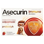 Asecurin  tabletek do ssania dla dzieci ze składnikami wspomagającymi odporność z probiotykiem,  30 szt.