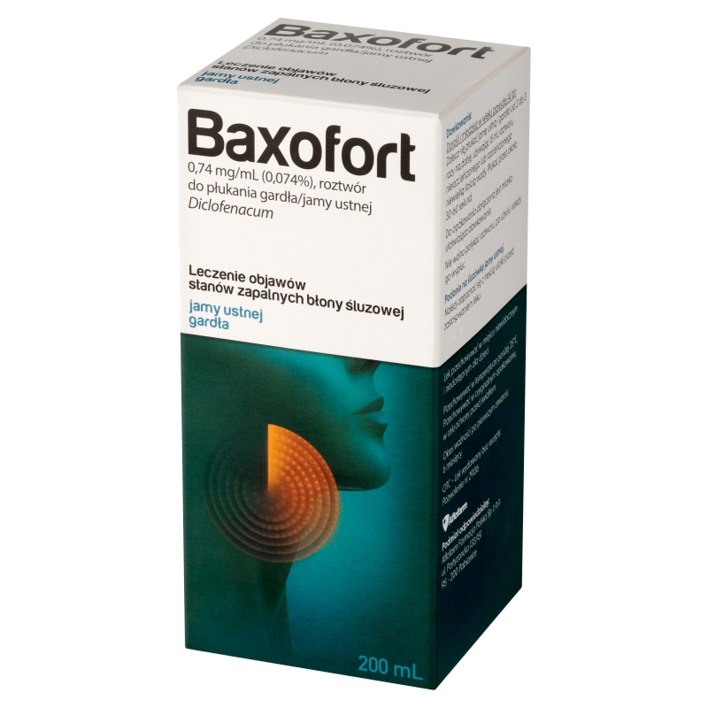 Baxofort, 0,74 mg/ml, roztwór do płukania jamy ustnej i gardła, 200 ml