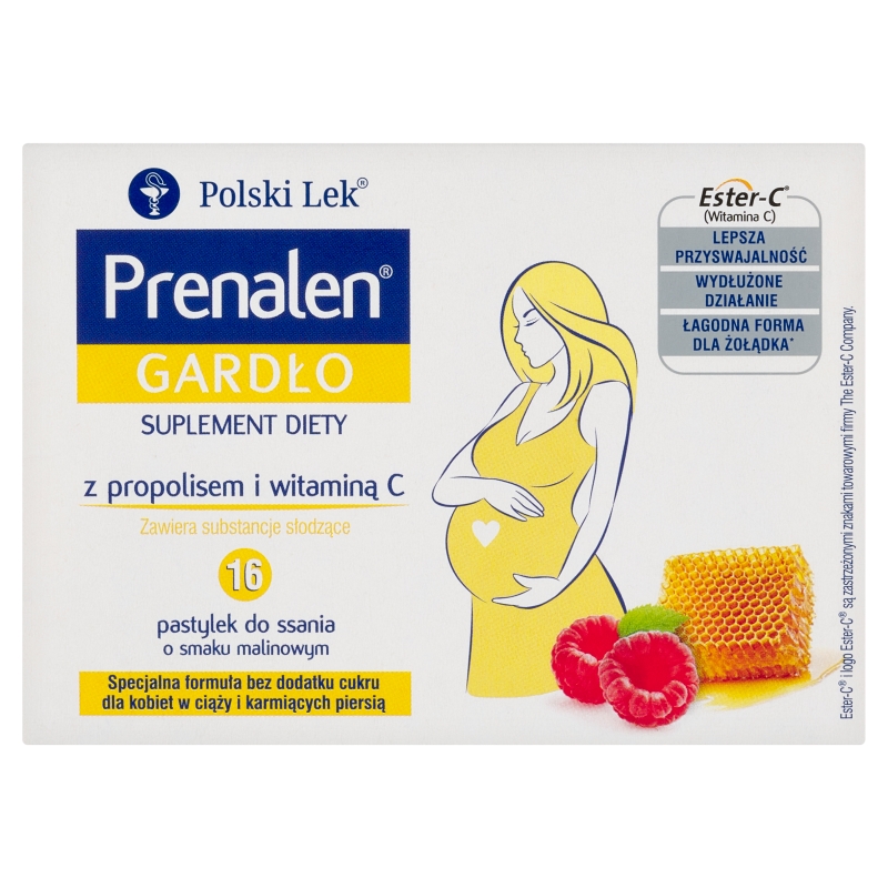 Prenalen Gardło pastylki dla kobiet w ciąży i matek karmiących, 16 szt.