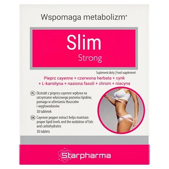 Slim Strong, tabletki ze składnikami wspomgającymi metabolizm, 30 szt.