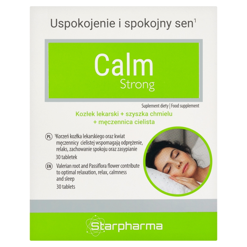 Calm Strong  tabletki ze składnikami wspomagającymi uspokojenie i spokojny sen, 30 szt. 