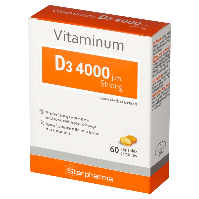 Vitaminum D3 4000 j.m. Strong, kapsułki wspomagające układ odpornościowy, 60 szt.