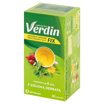 Verdin Fix , zioła do zaparzenia z zieloną herbatą na trawienie, 20 szt.