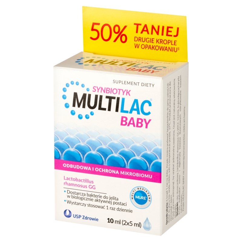 Multilac Baby, krople ze składnikami wspierającymi w trakcie i po antybiotykoterapii, 2 x 5 ml