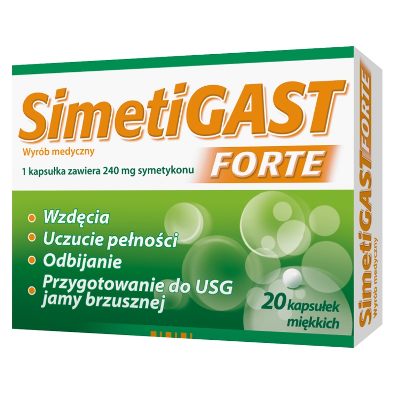 Simetigast Forte kapsułki na wzdęcia, uczucie pełności, odbijanie, 20 szt.