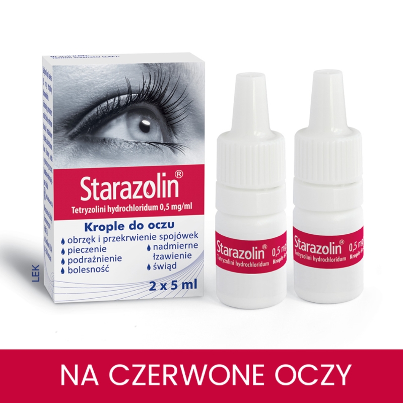 Starazolin 0,05%, krople na obrzęk i przekrwienie spojówek, pieczenie oczu, 2 butelka x 5 ml