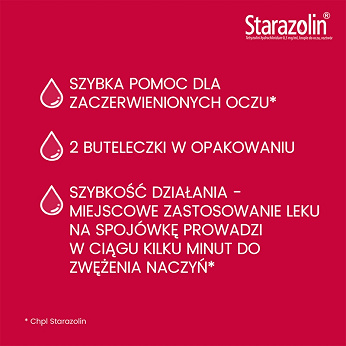 Starazolin 0,05%, krople na obrzęk i przekrwienie spojówek, pieczenie oczu, 2 butelka x 5 ml