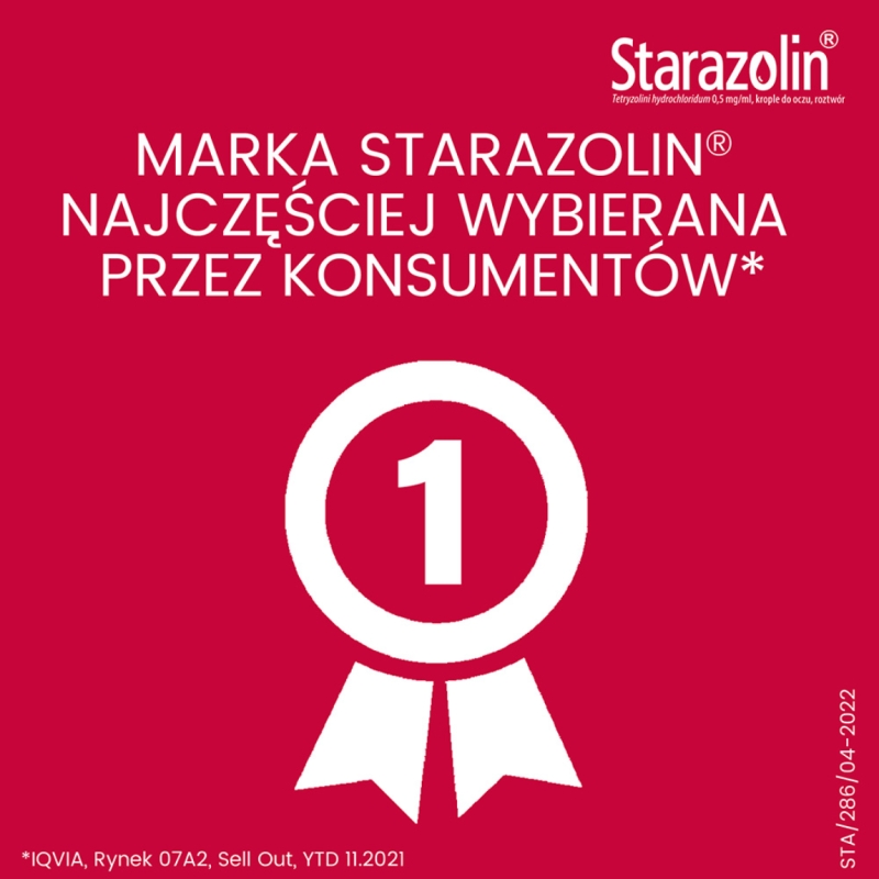Starazolin 0,05%, krople na obrzęk i przekrwienie spojówek, pieczenie oczu, 2 butelka x 5 ml