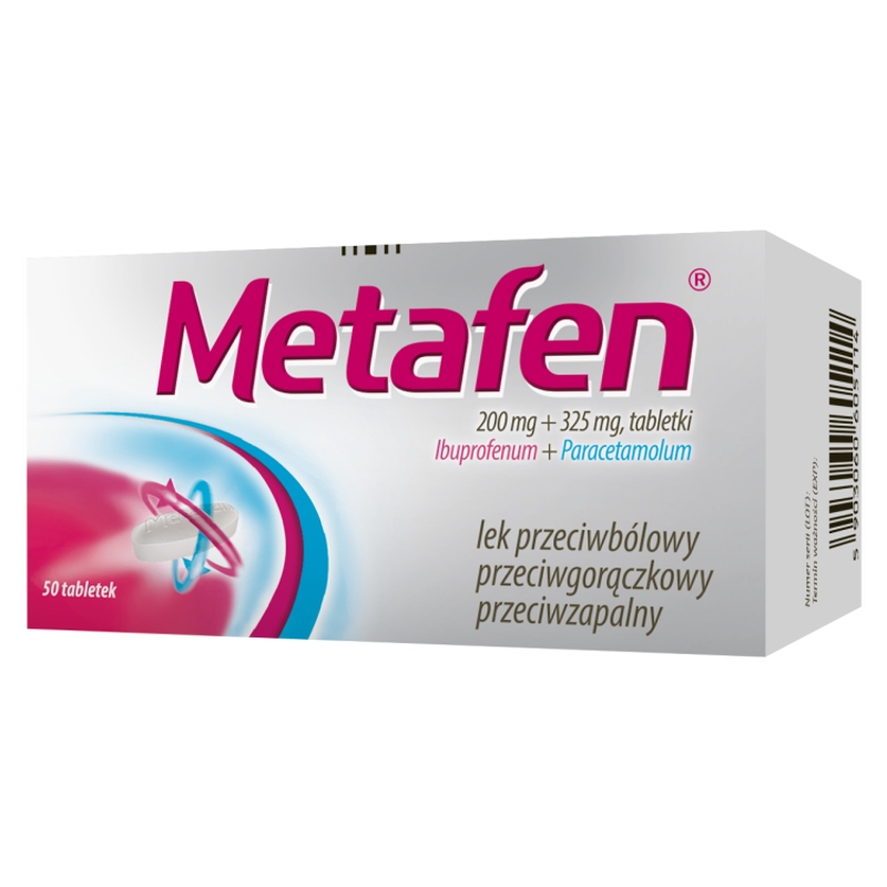 Metafen 200 mg + 325 mg tabletki na ból róźnego pochodzenia, gorączkę, 50 szt.