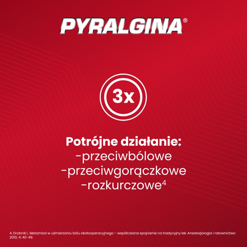 Pyralgina 500 mg, tabletki na ból o dużym nasileniu i gorączkę, 12 szt.