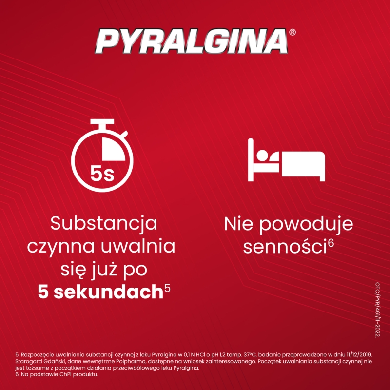 Pyralgina 500 mg, tabletki na ból o dużym nasileniu i gorączkę, 12 szt.