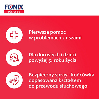 Fonix Ból Uszu, spray na podrażnienie, infekcję i ból ucha, 15 ml