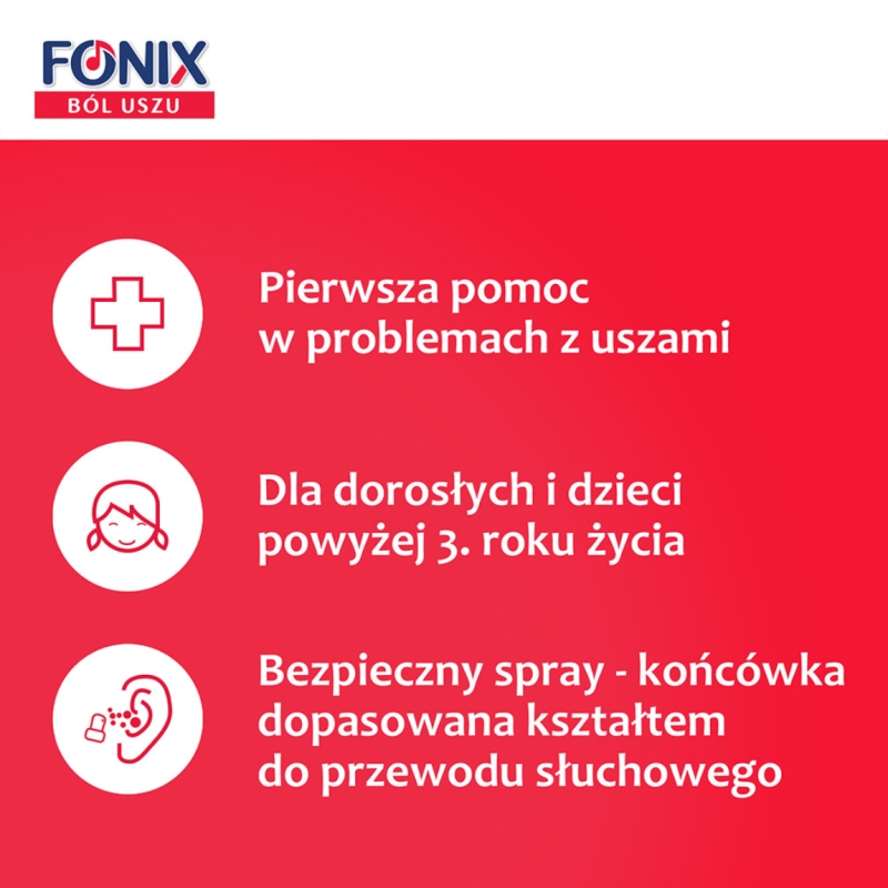Fonix Ból Uszu, spray na podrażnienie, infekcję i ból ucha, 15 ml